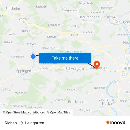 Richen to Leingarten map