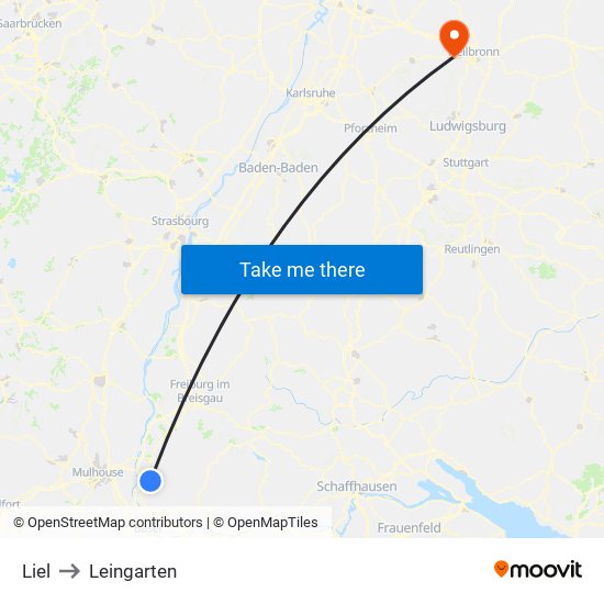 Liel to Leingarten map