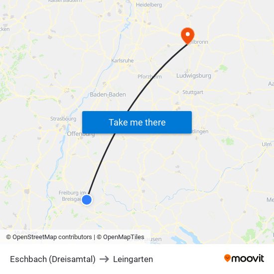 Eschbach (Dreisamtal) to Leingarten map