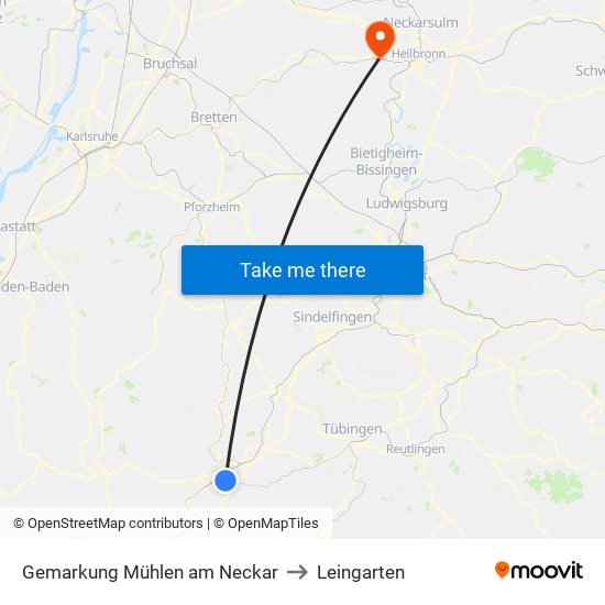 Gemarkung Mühlen am Neckar to Leingarten map