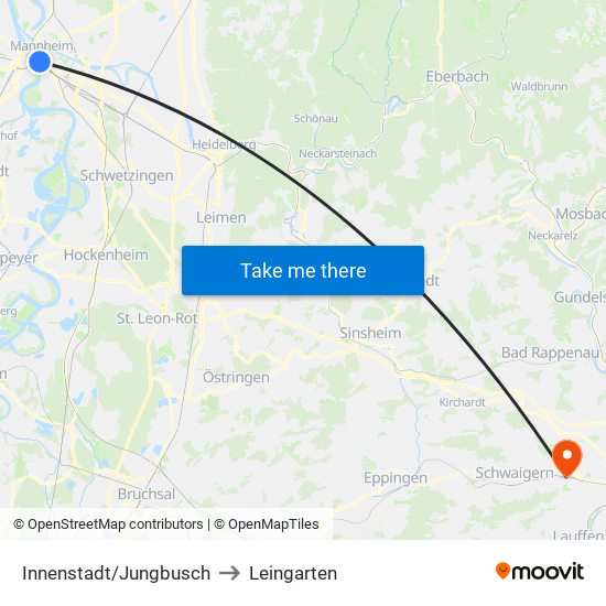 Innenstadt/Jungbusch to Leingarten map