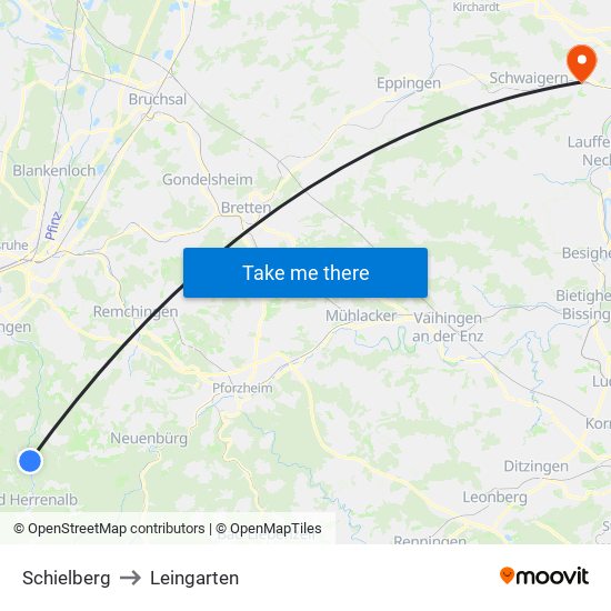 Schielberg to Leingarten map