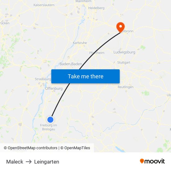 Maleck to Leingarten map