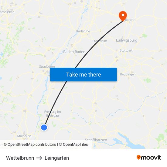 Wettelbrunn to Leingarten map