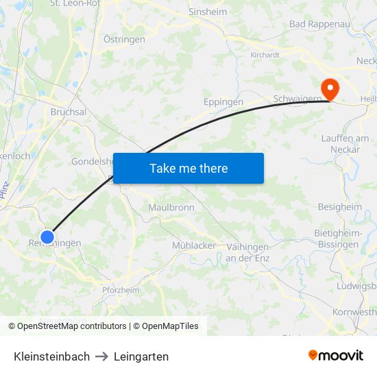 Kleinsteinbach to Leingarten map