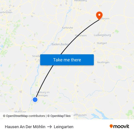 Hausen An Der Möhlin to Leingarten map