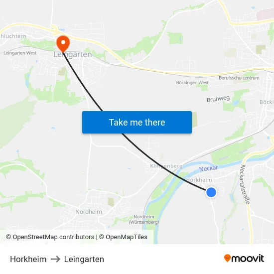 Horkheim to Leingarten map