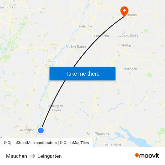 Mauchen to Leingarten map