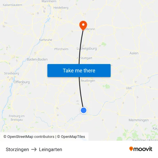 Storzingen to Leingarten map