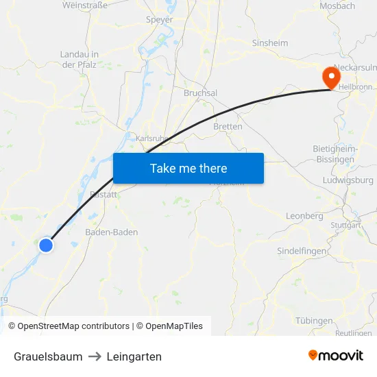 Grauelsbaum to Leingarten map