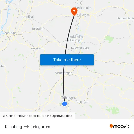 Kilchberg to Leingarten map