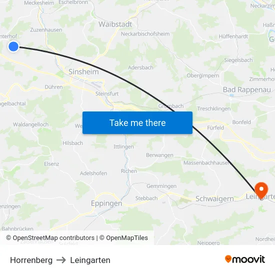 Horrenberg to Leingarten map