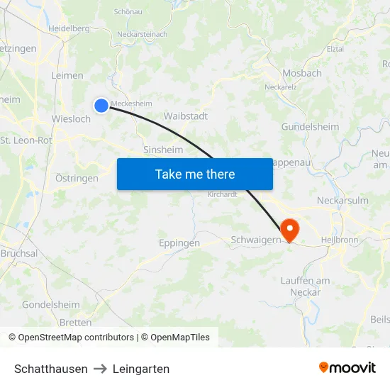 Schatthausen to Leingarten map