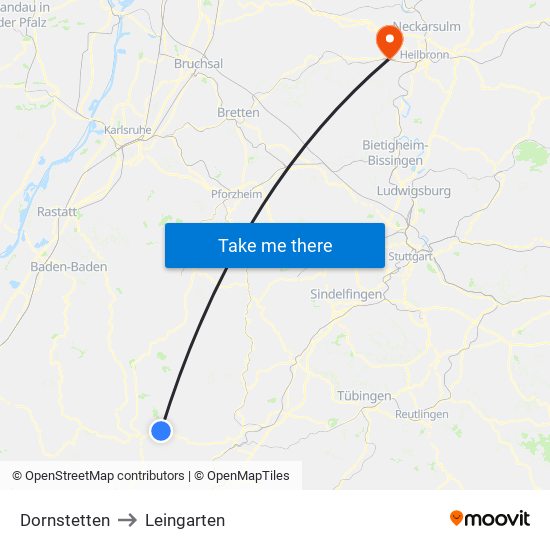 Dornstetten to Leingarten map