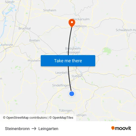 Steinenbronn to Leingarten map
