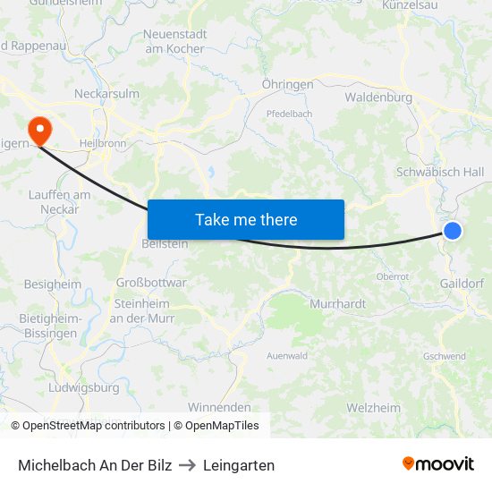 Michelbach An Der Bilz to Leingarten map