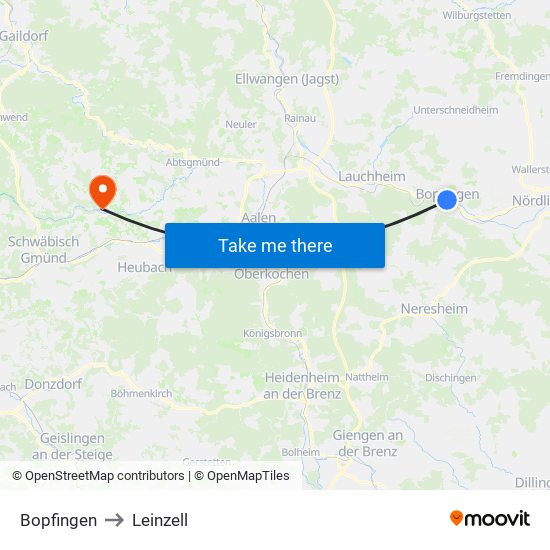 Bopfingen to Leinzell map