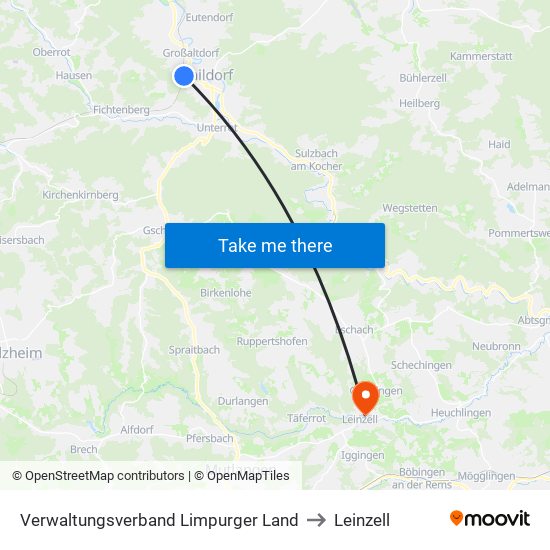 Verwaltungsverband Limpurger Land to Leinzell map