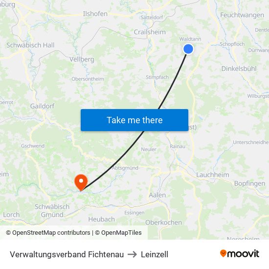 Verwaltungsverband Fichtenau to Leinzell map