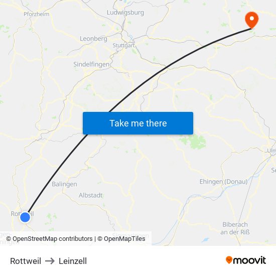 Rottweil to Leinzell map