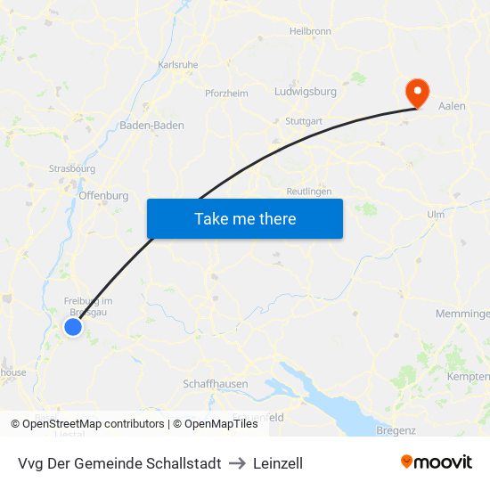 Vvg Der Gemeinde Schallstadt to Leinzell map