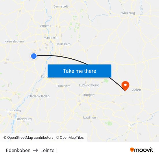 Edenkoben to Leinzell map