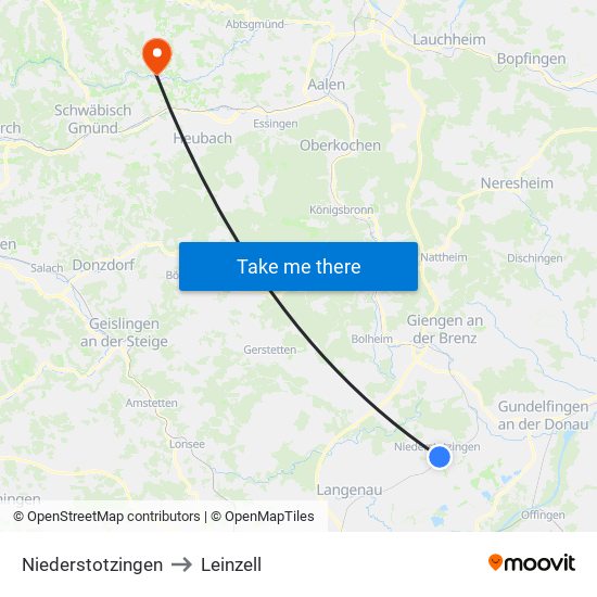 Niederstotzingen to Leinzell map