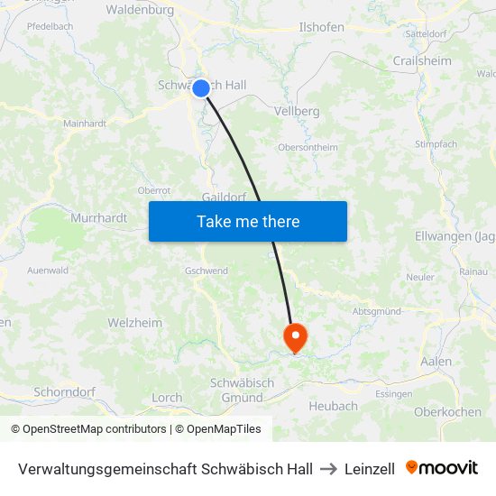 Verwaltungsgemeinschaft Schwäbisch Hall to Leinzell map