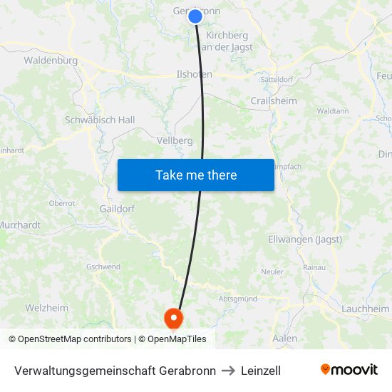 Verwaltungsgemeinschaft Gerabronn to Leinzell map