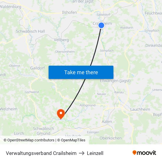 Verwaltungsverband Crailsheim to Leinzell map