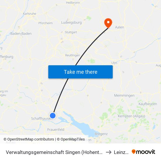 Verwaltungsgemeinschaft Singen (Hohentwiel) to Leinzell map