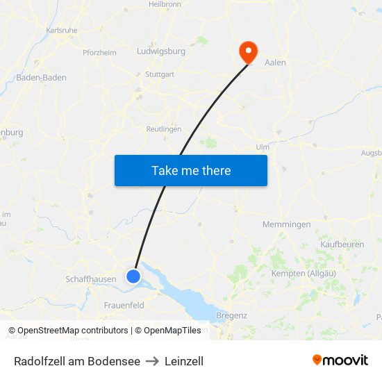 Radolfzell am Bodensee to Leinzell map