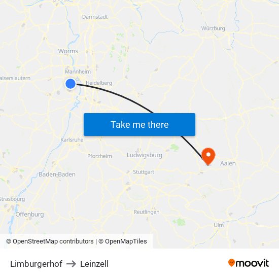 Limburgerhof to Leinzell map