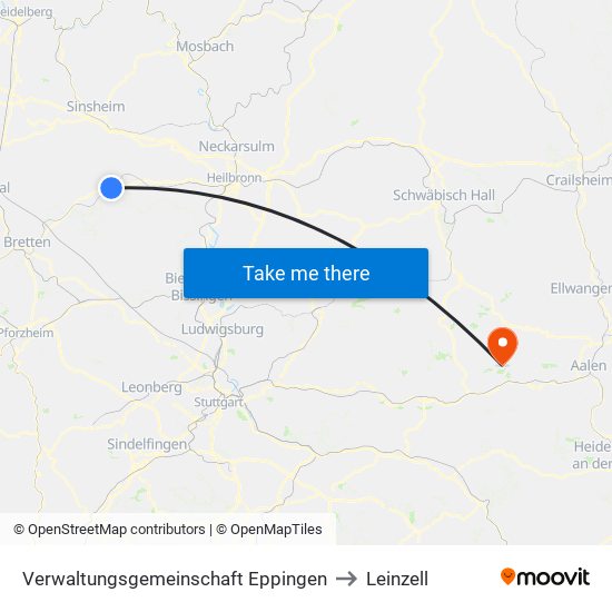 Verwaltungsgemeinschaft Eppingen to Leinzell map