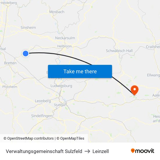 Verwaltungsgemeinschaft Sulzfeld to Leinzell map