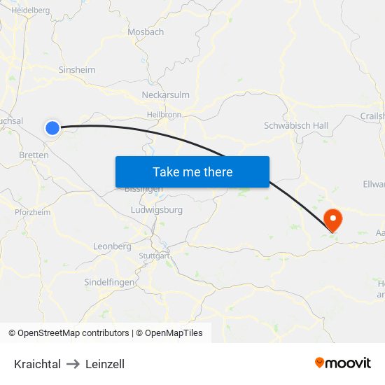 Kraichtal to Leinzell map