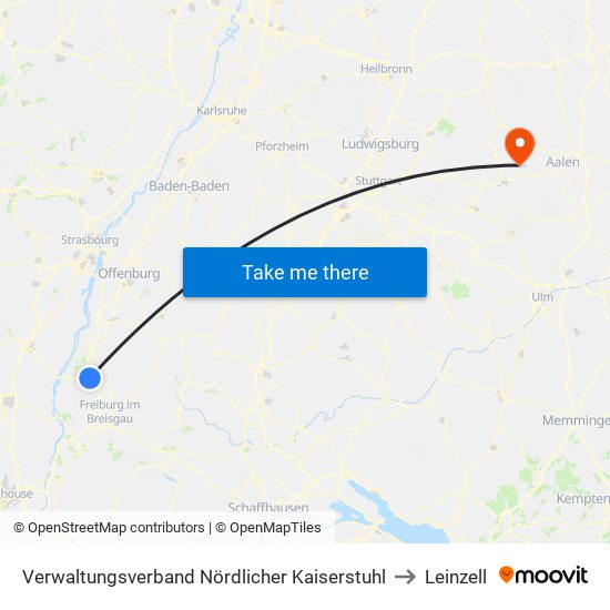 Verwaltungsverband Nördlicher Kaiserstuhl to Leinzell map