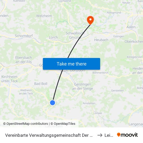 Vereinbarte Verwaltungsgemeinschaft Der Gemeinde Deggingen to Leinzell map
