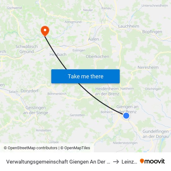 Verwaltungsgemeinschaft Giengen An Der Brenz to Leinzell map