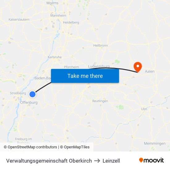 Verwaltungsgemeinschaft Oberkirch to Leinzell map