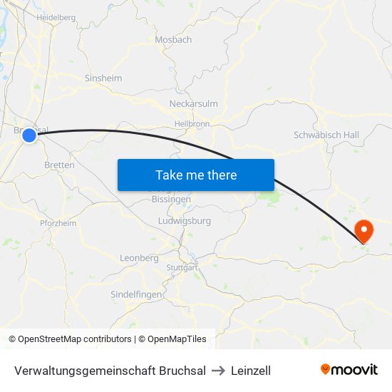 Verwaltungsgemeinschaft Bruchsal to Leinzell map