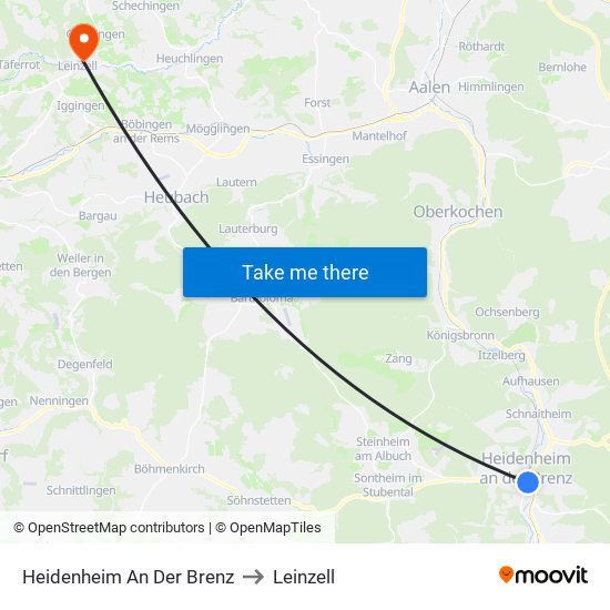 Heidenheim An Der Brenz to Leinzell map