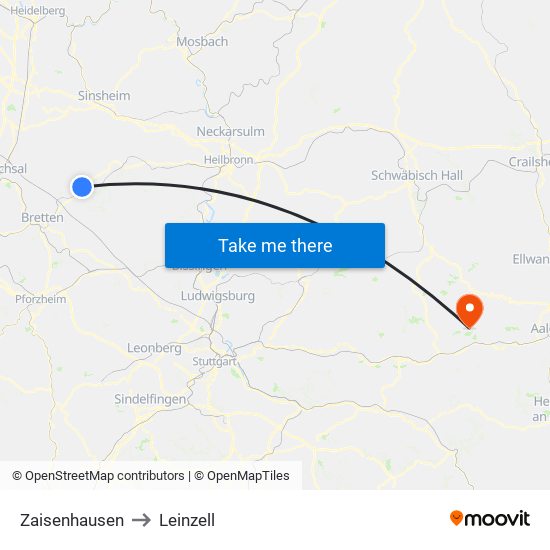 Zaisenhausen to Leinzell map