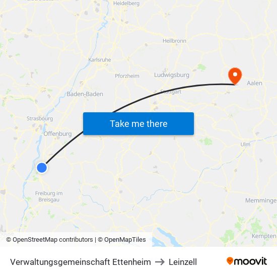 Verwaltungsgemeinschaft Ettenheim to Leinzell map