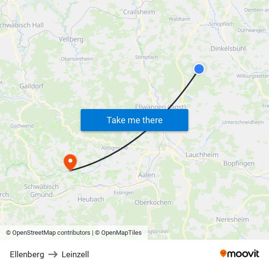 Ellenberg to Leinzell map