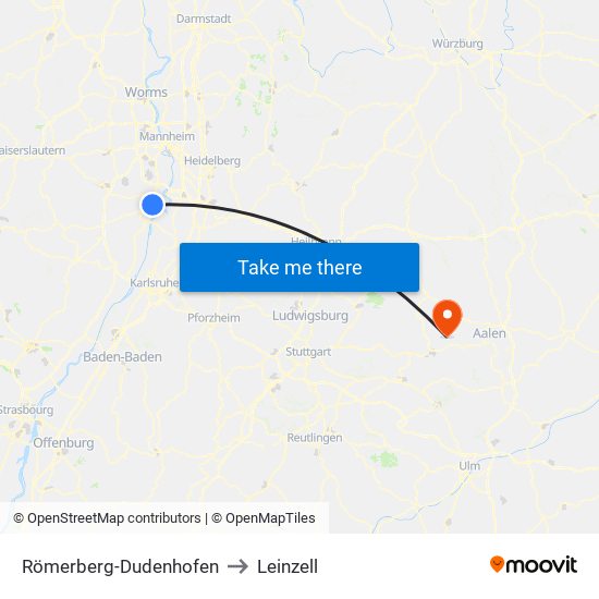 Römerberg-Dudenhofen to Leinzell map