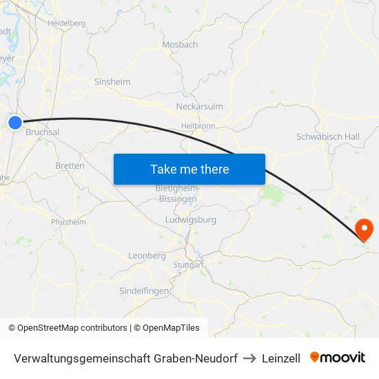 Verwaltungsgemeinschaft Graben-Neudorf to Leinzell map