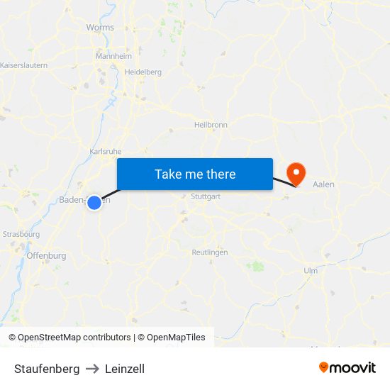 Staufenberg to Leinzell map