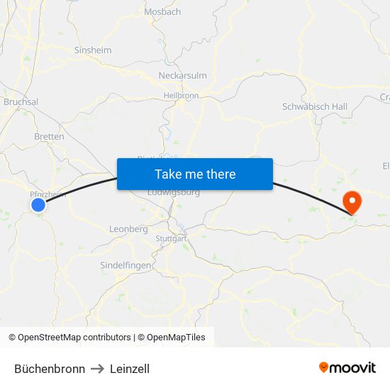 Büchenbronn to Leinzell map