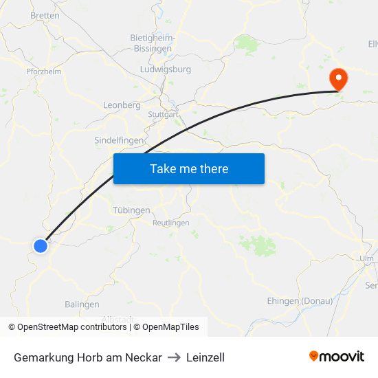 Gemarkung Horb am Neckar to Leinzell map